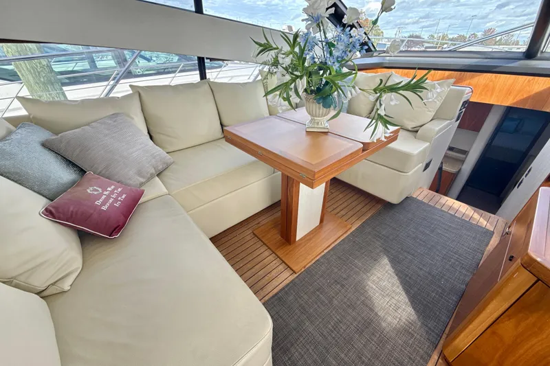 Slide: The Image of Luxurious interior of 2016 Sunseeker Predator 57 yacht with elegant seating and decor. - 33