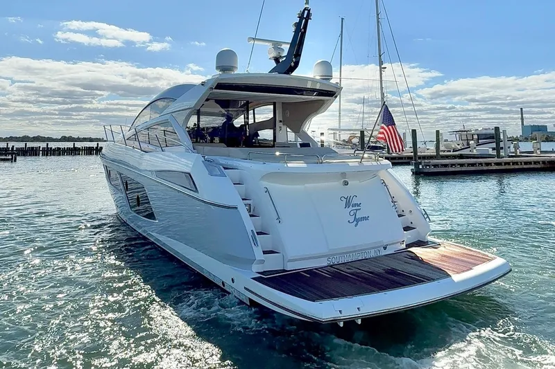 Slide: The Image of 2016 Sunseeker Predator 57 yacht docked in sunny marina, Southampton, NY. - 9