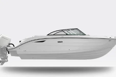 Slide: The Image of 2026 Sea Ray SDX 230 Outboard boat, sleek design, side view. - 10