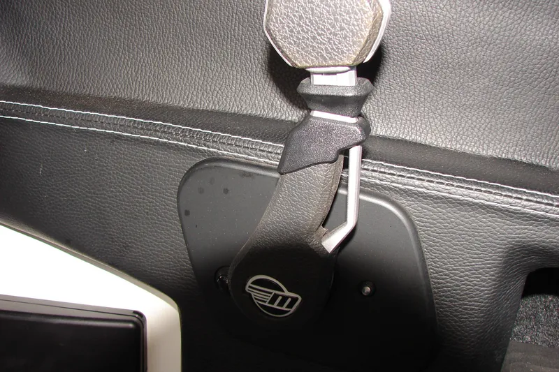 Slide: The Image of 2021 Malibu Wakesetter 22 LSV interior detail with seatbelt and stitching. - 46