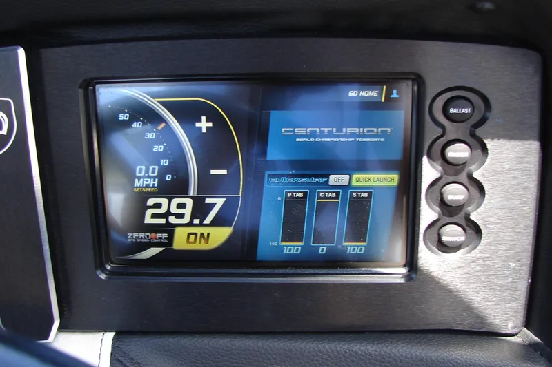 Slide: The Image of 2019 Centurion Ri257 dashboard display showing speed and control settings. - 16