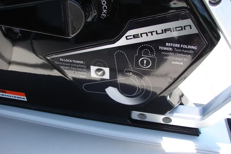 Slide: The Image of 2019 Centurion Ri257 tower lock mechanism with instructions for folding and locking. - 40
