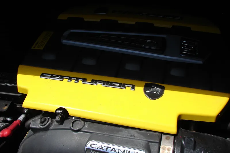 Slide: The Image of Yellow engine cover of 2019 Centurion Ri257 boat. - 55