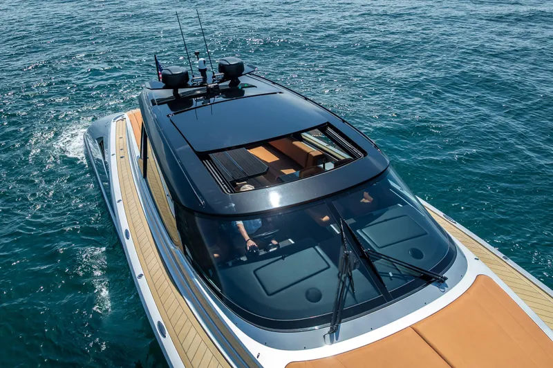 Slide: The Image of 2024 Wajer 55 HT luxury yacht cruising on open water, showcasing sleek design and modern features. - 17