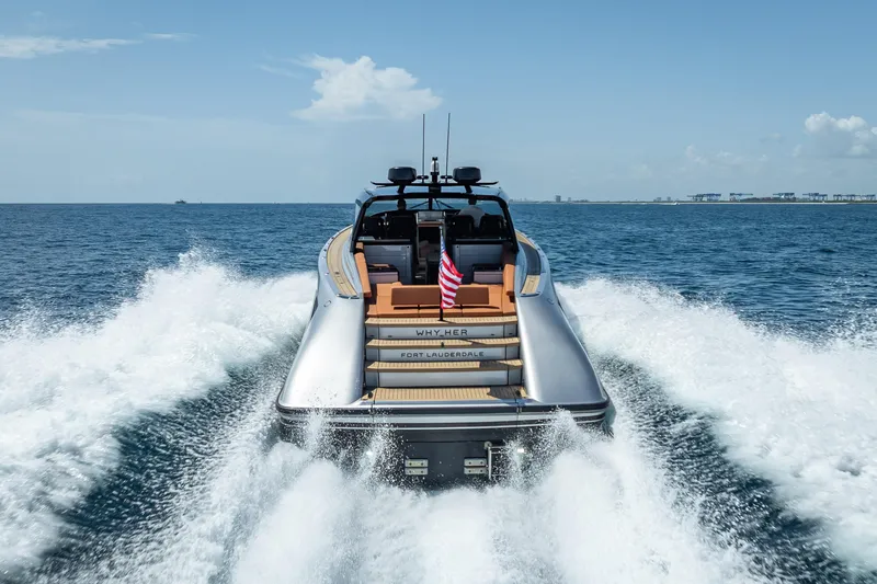 Slide: The Image of 2024 Wajer 55 HT luxury yacht cruising on open water, rear view. - 35