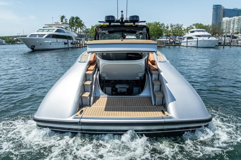 Slide: The Image of 2024 Wajer 55 HT luxury yacht on water, showcasing sleek design and spacious deck. - 37