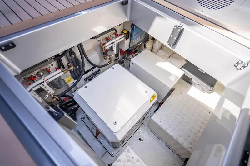 Slide: The Image of Engine compartment of 2024 Wajer 55 HT yacht, showcasing advanced mechanical systems. - 42