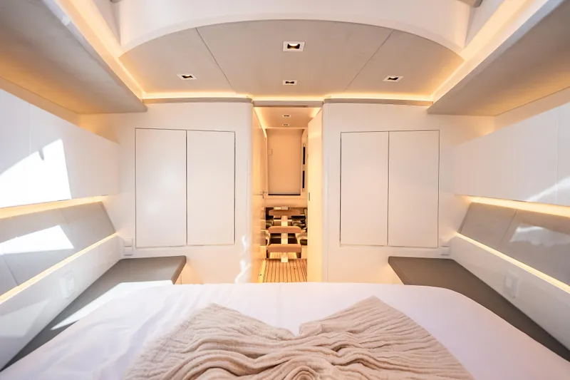 Slide: The Image of Luxurious interior of 2024 Wajer 55 HT yacht, featuring modern design and ambient lighting. - 45