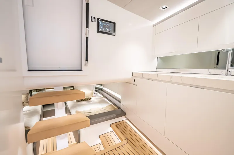 Slide: The Image of Luxurious interior of 2024 Wajer 55 HT yacht with modern design and elegant finishes. - 47