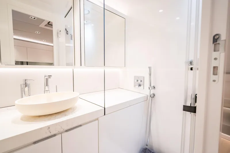 Slide: The Image of Luxurious bathroom interior of 2024 Wajer 55 HT yacht, featuring modern sink and fixtures. - 50