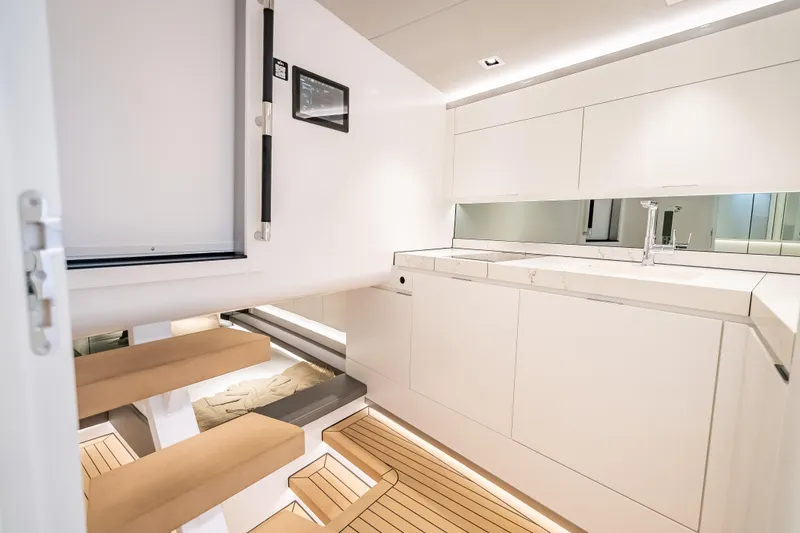 Slide: The Image of Luxurious interior of 2024 Wajer 55 HT yacht with modern kitchen design. - 51