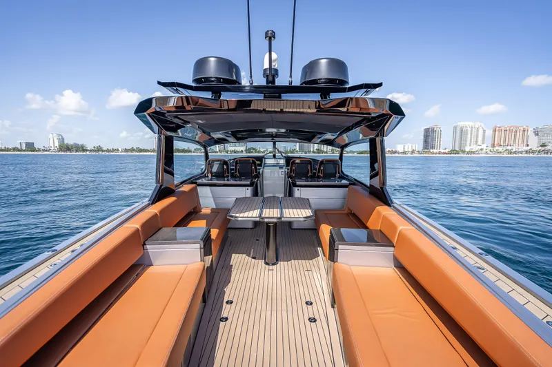 Slide: The Image of 2024 Wajer 55 HT luxury yacht interior with sleek design and waterfront view. - 68