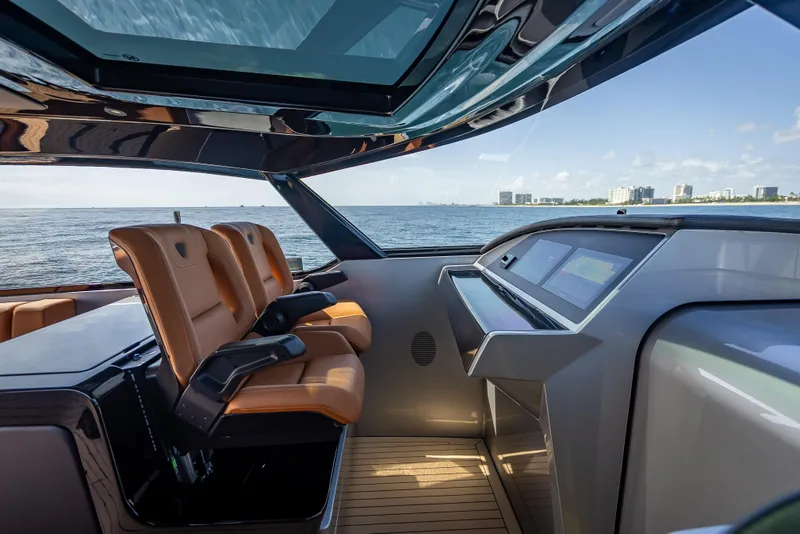 Slide: The Image of Interior of 2024 Wajer 55 HT yacht with luxurious seating and modern dashboard. - 78
