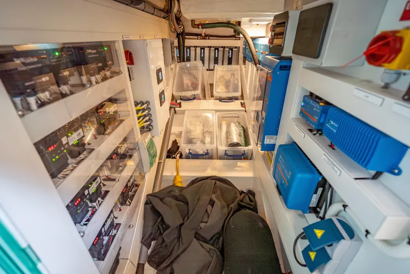 Slide: The Image of Electrical system room of 2024 Wajer 55 HT yacht, featuring advanced equipment and controls. - 84