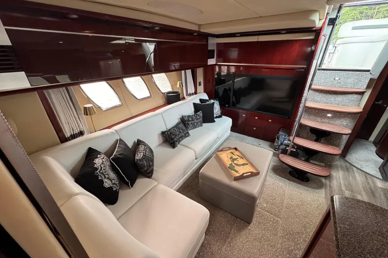 Slide: The Image of Luxurious interior of 2007 Sea Ray 48 Sundancer yacht with elegant seating and modern decor. - 27
