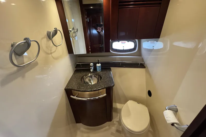 Slide: The Image of Luxurious bathroom in 2007 Sea Ray 48 Sundancer yacht with modern fixtures and elegant design. - 33