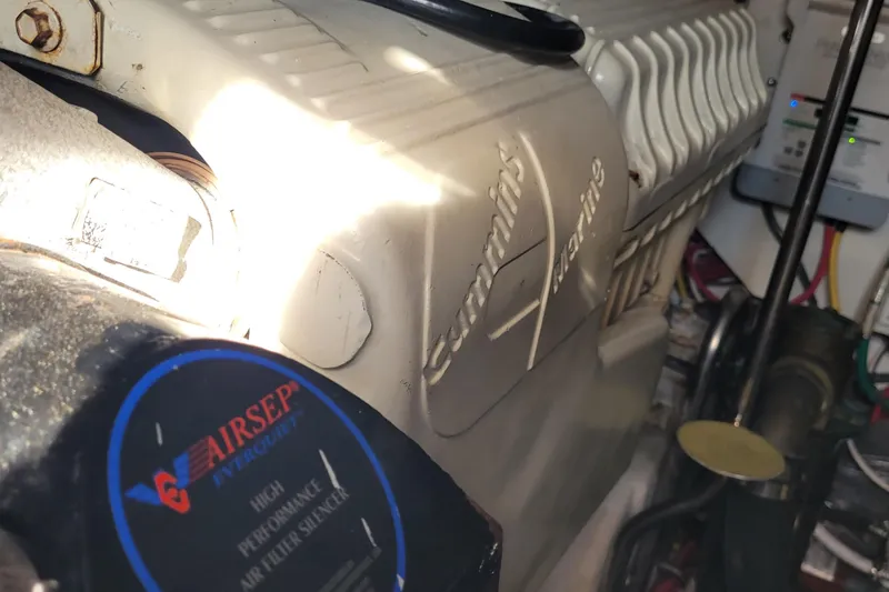 Slide: The Image of Engine compartment of 2006 Tiara Yachts 4200 Open with Cummins Marine engine. - 64