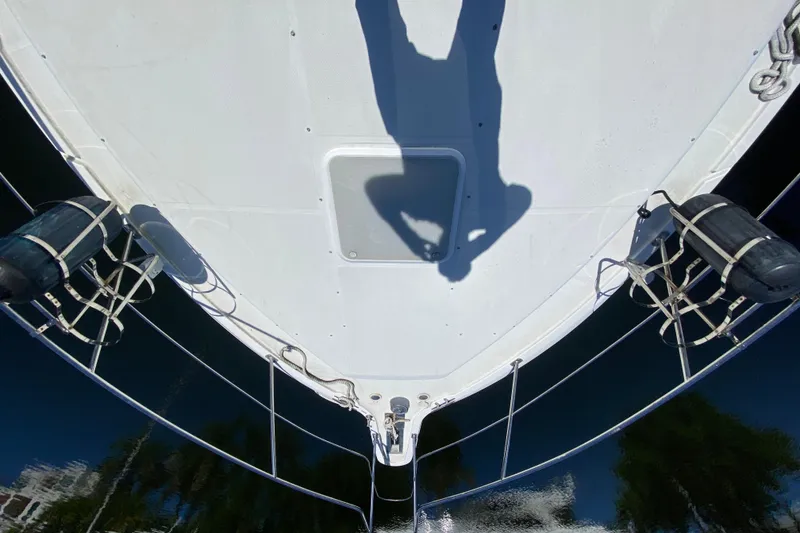 Slide: The Image of Top view of 2003 Carver 356 Motor Yacht deck with shadow and fenders. - 9