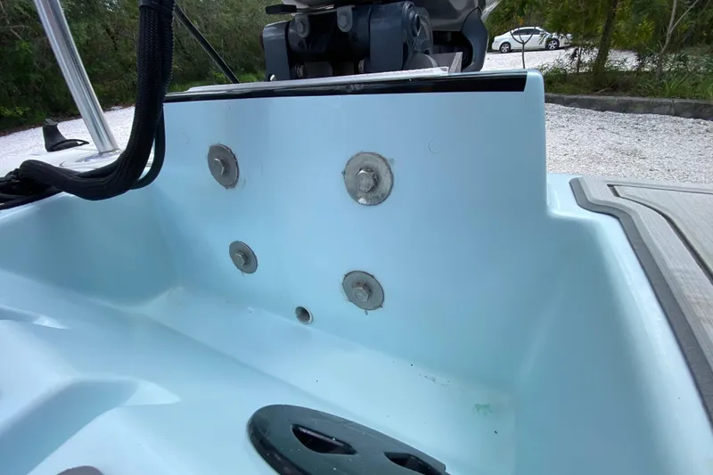 Slide: The Image of 2019 Cayo Boatworks 173 interior detail with mounting hardware and engine view. - 53