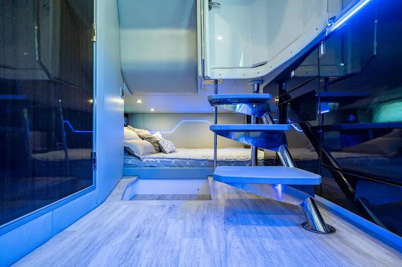 Slide: The Image of Interior of 2019 Formula 430 Super Sport Crossover with modern design and ambient lighting. - 16