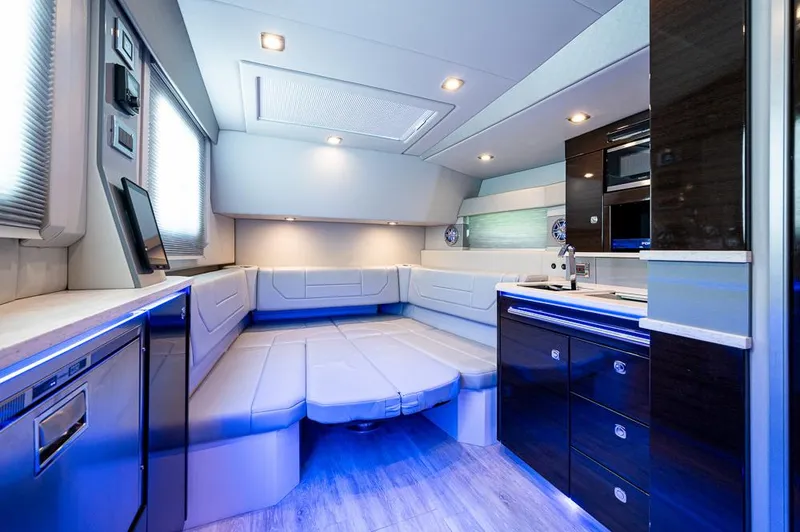 Slide: The Image of Luxurious interior of 2019 Formula 430 Super Sport Crossover with modern seating and ambient lighting. - 17