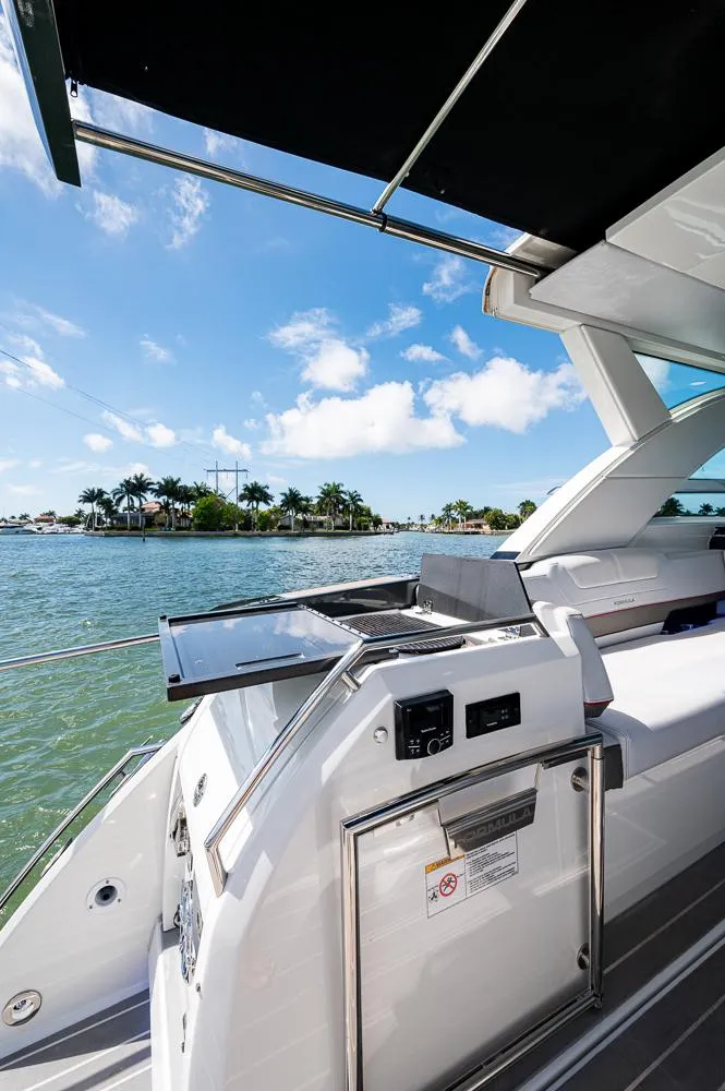 Slide: The Image of 2019 Formula 430 Super Sport Crossover yacht with sleek design on a sunny day. - 25