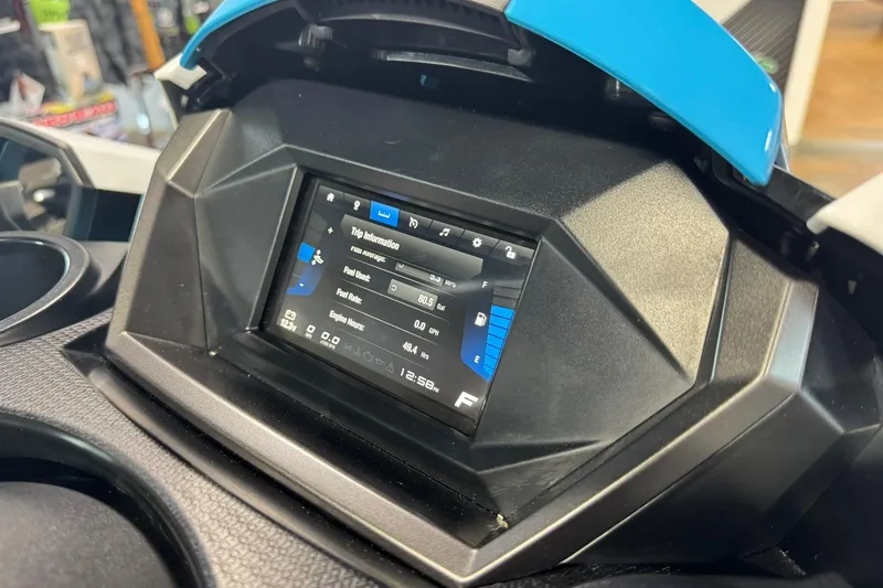 Slide: The Image of 2023 Yamaha WaveRunner FX Cruiser HO dashboard display showing trip information and fuel usage. - 3