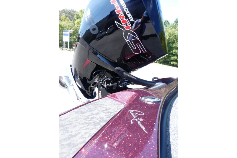 Slide: The Image of 2026 Nitro Z21 XL Pro boat with Mercury Pro XS engine, sparkling maroon finish. - 87
