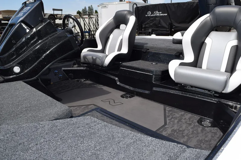 Slide: The Image of 2026 Nitro Z21 XL Pro boat interior with sleek seating and modern design. - 11