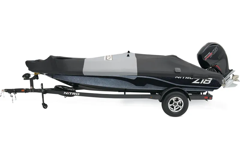 Slide: The Image of 2026 Nitro Z18 Pro boat on trailer, parked on a sunny road. - 8