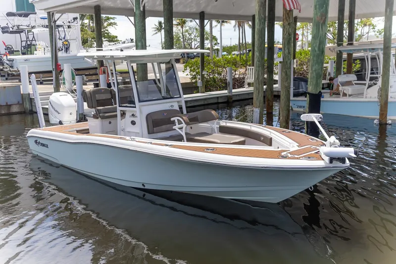 Slide: The Image of 2022 Crevalle 26 HBW boat docked, featuring sleek design and modern amenities. - 33
