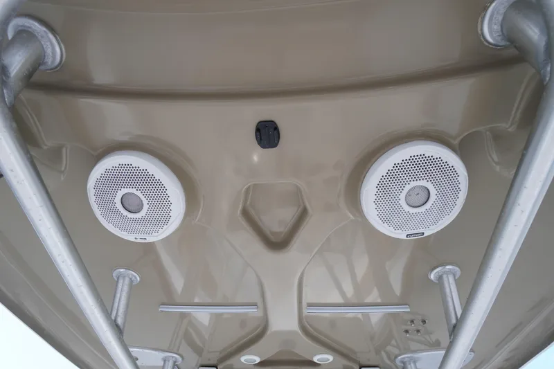 Slide: The Image of 2019 Tidewater 220 LXF boat speakers and structure, showcasing marine audio system. - 31