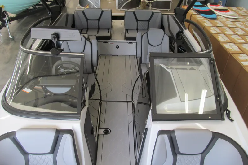 Slide: The Image of 2025 Yamaha Boats 255XD interior with modern seating and sleek design. - 9