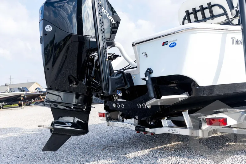 Slide: The Image of 2026 Tidewater 2410 Bay Max boat rear view with powerful outboard motor. - 15