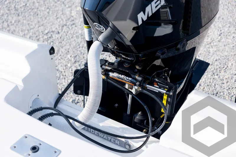 Slide: The Image of 2026 Tidewater 2410 Bay Max boat engine with SeaStar hydraulic steering system. - 88