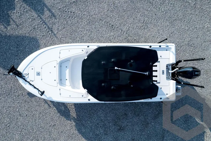 Slide: The Image of Overhead view of 2026 Tidewater 2410 Bay Max boat on gravel surface. - 92
