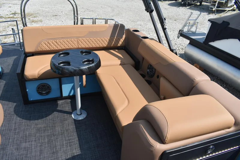Slide: The Image of Luxurious seating on 2026 Godfrey SWEETWATER 2286 SFL pontoon boat with cup holders. - 10