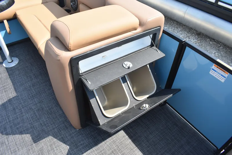 Slide: The Image of Interior of 2026 Godfrey SWEETWATER 2286 SFL boat with storage compartments open. - 19