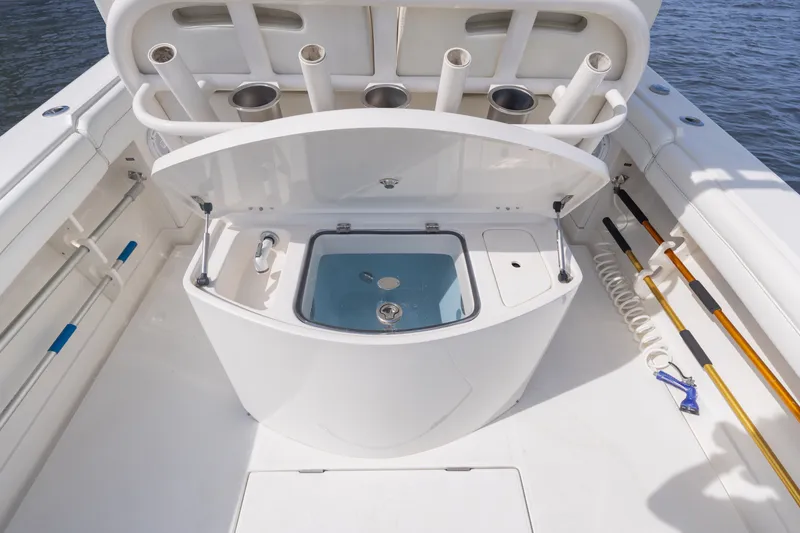 Slide: The Image of Jupiter 30 boat 2014 with fishing rod holders and storage. - 14