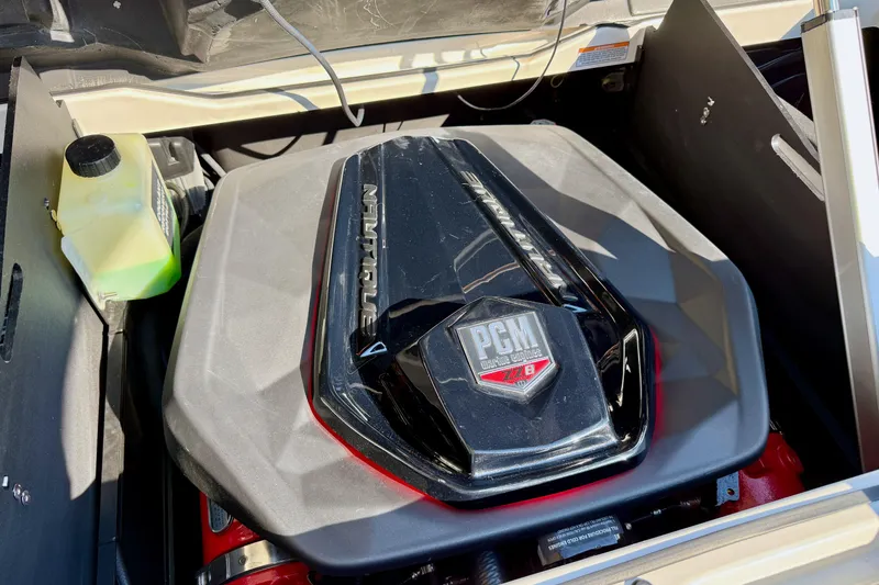 Slide: The Image of 2021 Nautique Super Air Nautique G23 Paragon engine compartment with PCM ZR8 engine. - 46