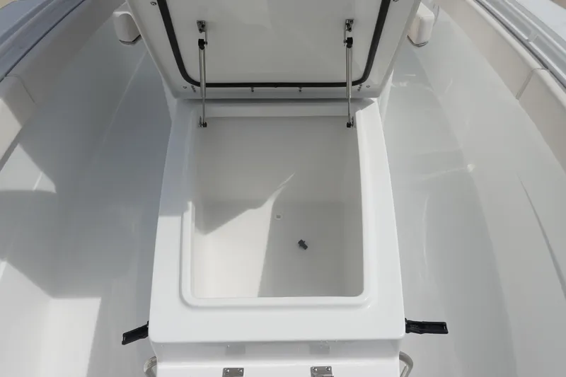 Slide: The Image of 2026 Sea Hunt Gamefish 27 Coffin Box, open lid, spacious interior. - 27