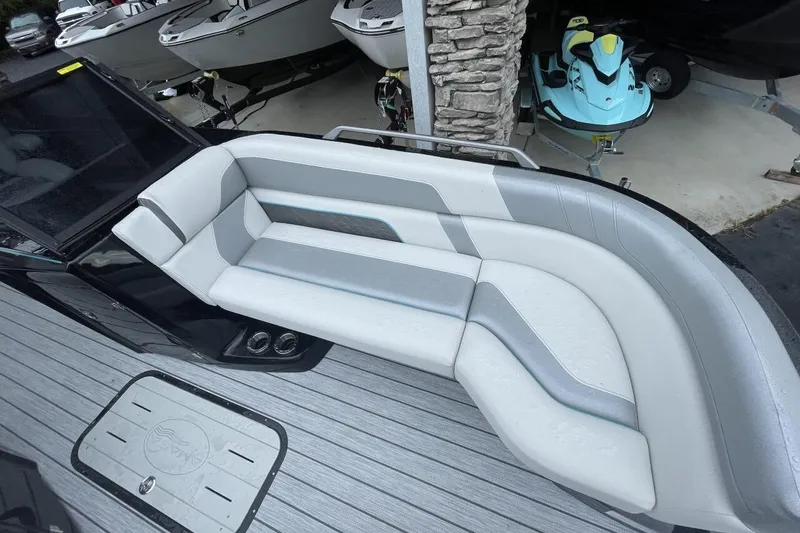 Slide: The Image of Luxury seating on 2025 G 3 Amara boat, featuring sleek design and modern upholstery. - 3