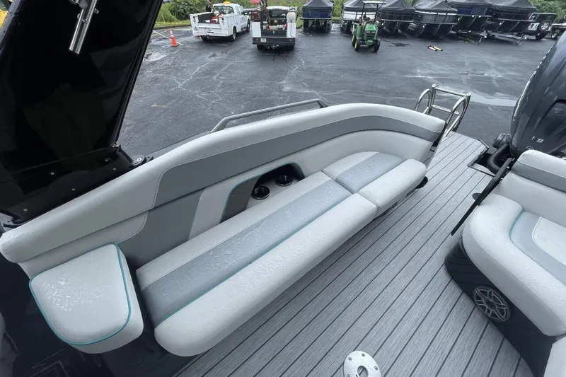 Slide: The Image of Luxurious seating on 2025 G 3 Amara boat, featuring sleek design and modern upholstery. - 6