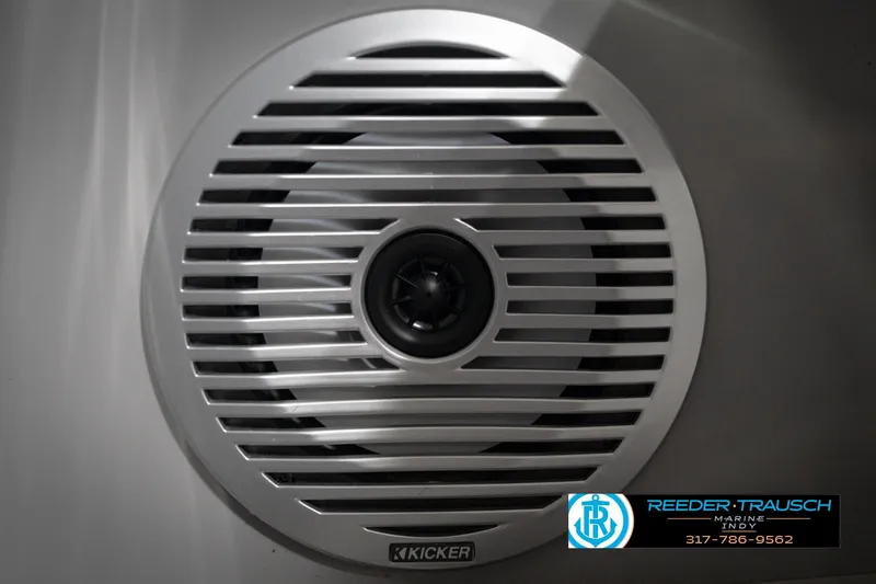 Slide: The Image of Speaker grille on 2023 Bennington 22 LSR boat, featuring Kicker audio system. - 42