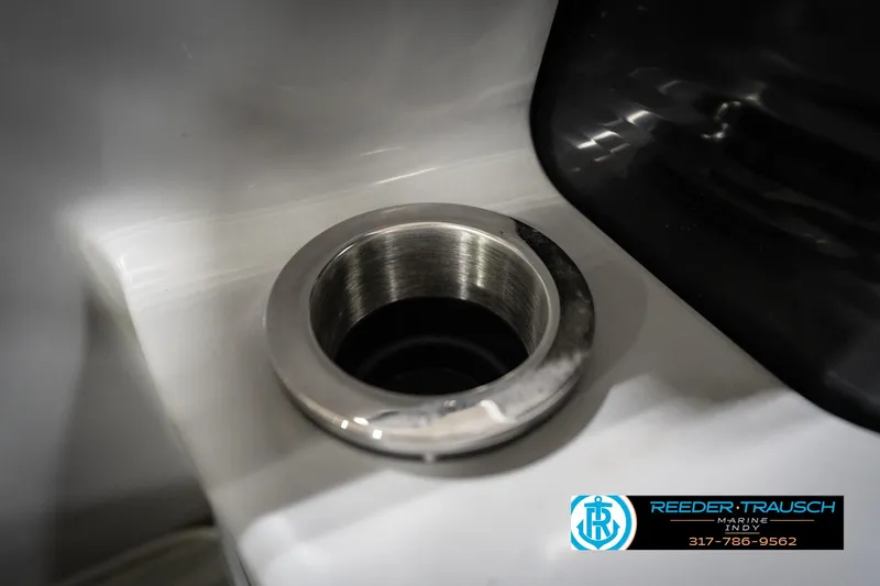 Slide: The Image of Cup holder on 2023 Bennington 22 LSR boat, featuring sleek stainless steel design. - 43