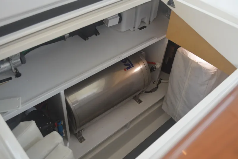 Slide: The Image of 2020 MJM 43z yacht interior compartment with equipment and storage. - 47