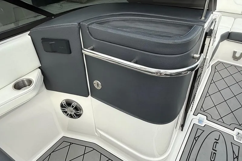 Slide: The Image of Interior of 2021 Regal LS6 boat with sleek seating and modern design elements. - 7