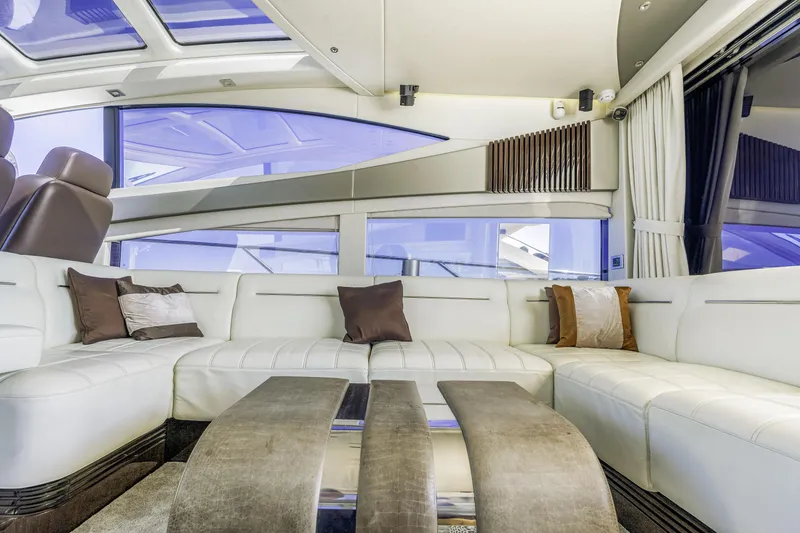 Slide: The Image of Luxurious interior of 2014 Sunseeker 68 Sport Yacht with white leather seating and modern design. - 18