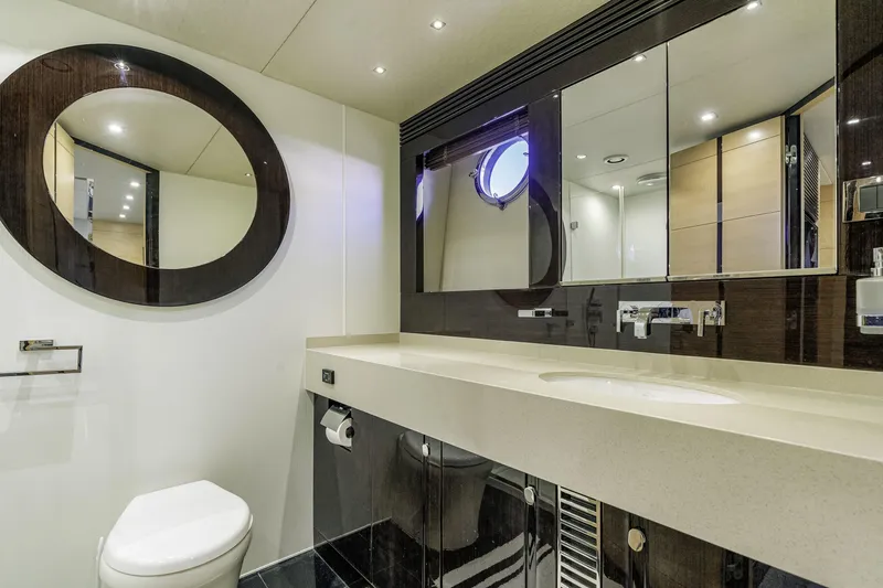 Slide: The Image of Luxurious bathroom in 2014 Sunseeker 68 Sport Yacht with modern fixtures and elegant design. - 24