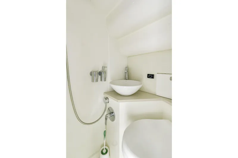 Slide: The Image of Bathroom interior of 2014 Sunseeker 68 Sport Yacht with modern fixtures. - 30